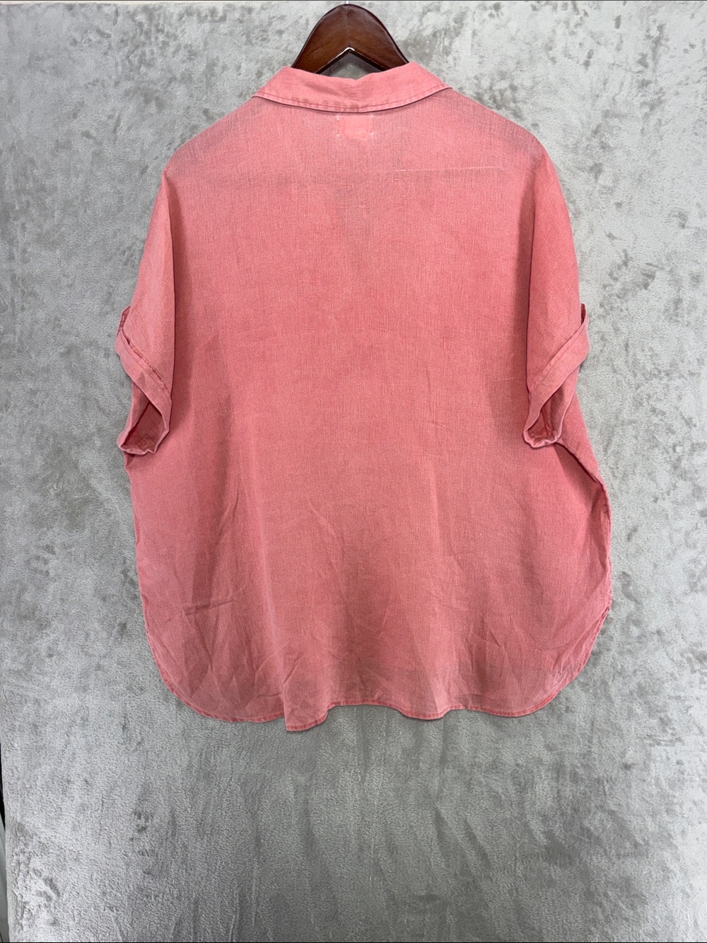 Nicole Miller Coral-Pink Split V-Neck Linen Tunic Top Size XL - Picture 5 of 6